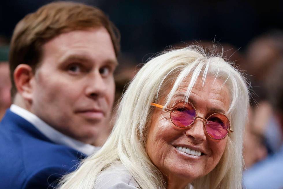 Miriam Adelson (right) and her son-in-law Mavericks governor Patrick Dumont, remain in the cour ...