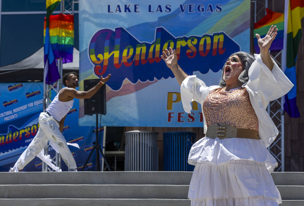 Mrs. Las Vegas Pride 2024 Norma Llyman performs during the 4th Annual Henderson Pride Festival ...