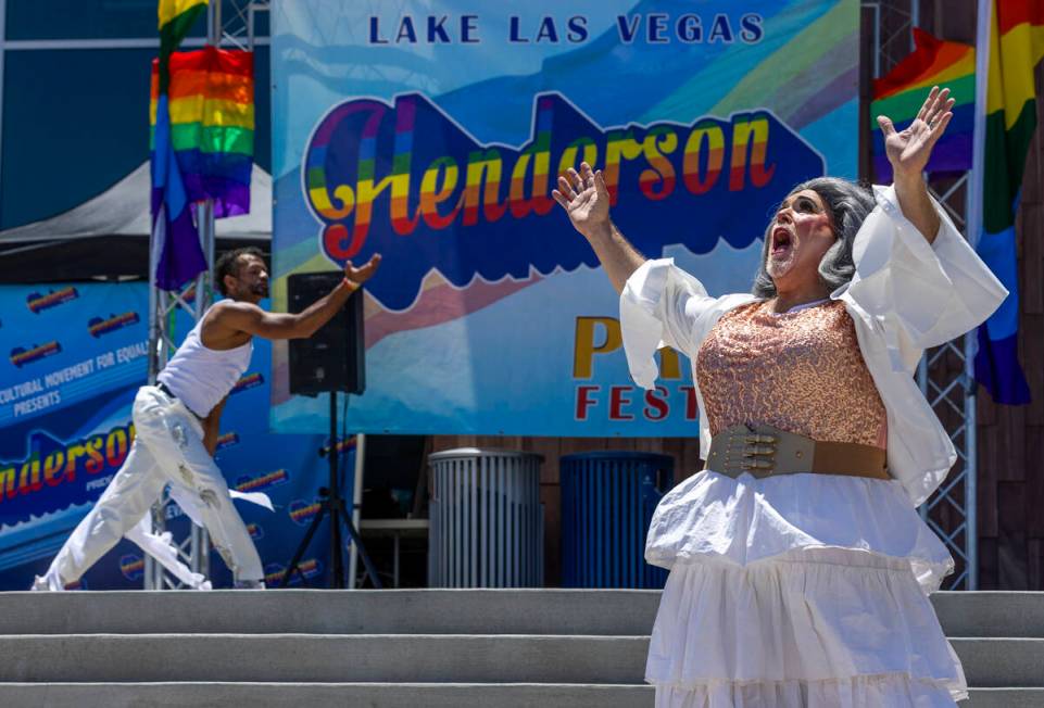 Mrs. Las Vegas Pride 2024 Norma Llyman performs during the 4th Annual Henderson Pride Festival ...