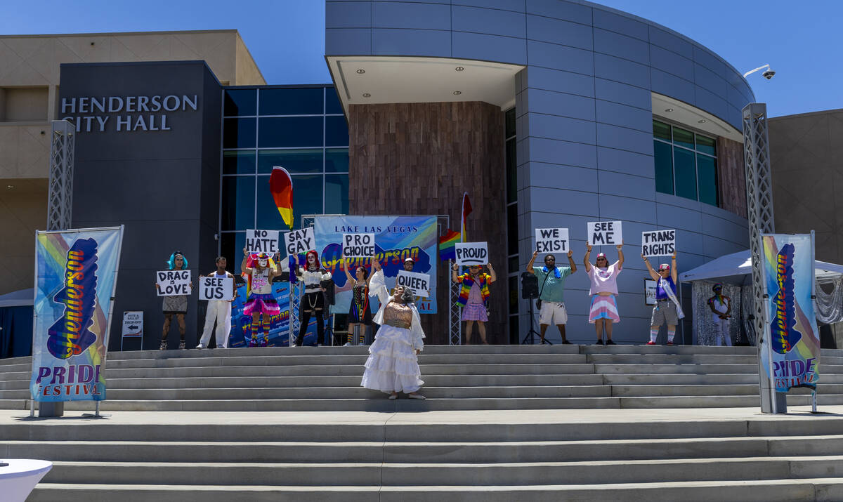 Mrs. Las Vegas Pride 2024 Norma Llyman performs with the support of many others during the 4th ...