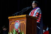 President Keith E. Whitfield gives the president's message during UNLV spring graduation commen ...