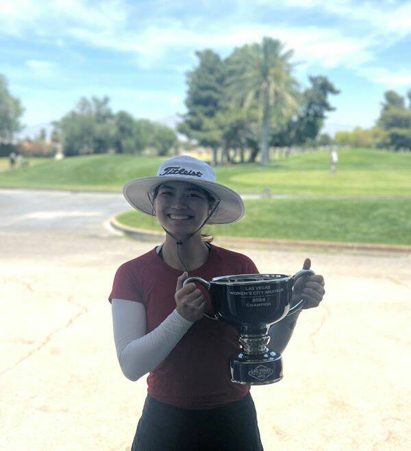 Lauren Pham holds the trophy after winning the 2024 Women's Las Vegas City Amateur at Las Vegas ...