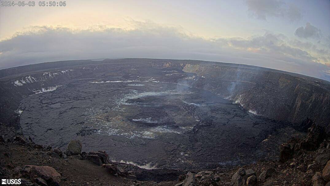 This webcam image provided by the U.S. Geological Survey shows the summit of the Kilauea volcan ...
