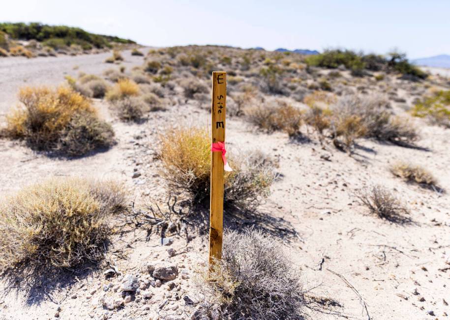 Site E sign is seen at one of 30 exploratory drilling sites at Ash Meadows National Wildlife Re ...