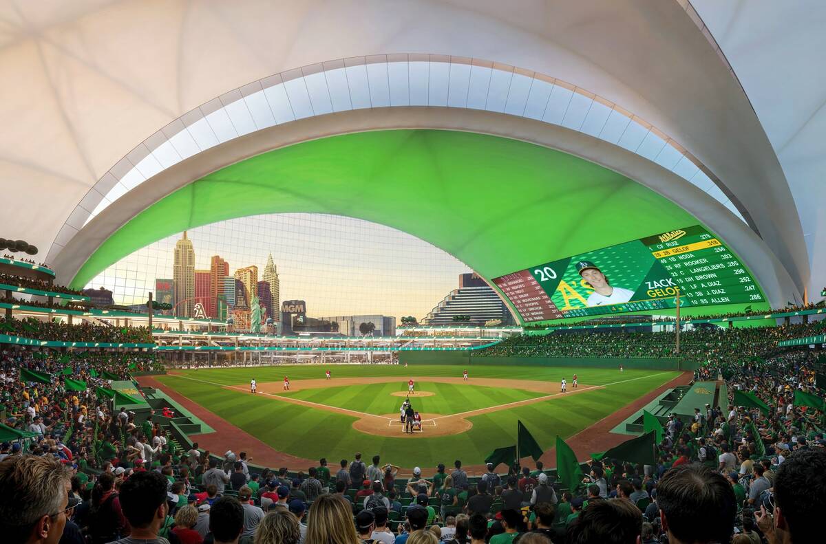 An artist's rendering of the Oakland Athletics planned Las Vegas ballpark. (Athletics)