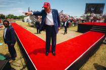 Former President Donald Trump speaks at a rally at Sunset Park on Sunday, June 9, 2024, in Las ...