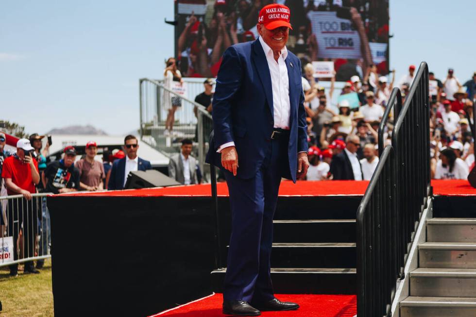 Former President Donald Trump speaks at a rally at Sunset Park on Sunday, June 9, 2024, in Las ...