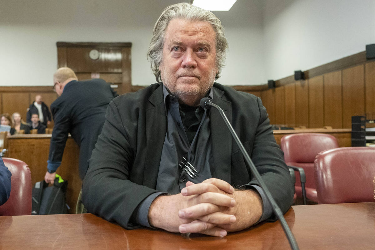 FILE - Steve Bannon appears in court in New York, Jan. 12, 2023. A federal appeals court has up ...