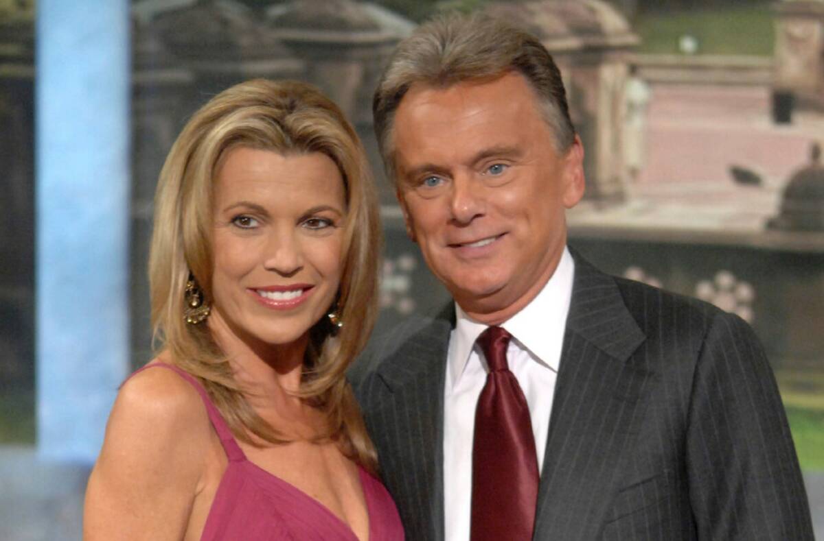 Vanna White, left, and Pat Sajak make an appearance at Radio City Music Hall for a taping of ce ...