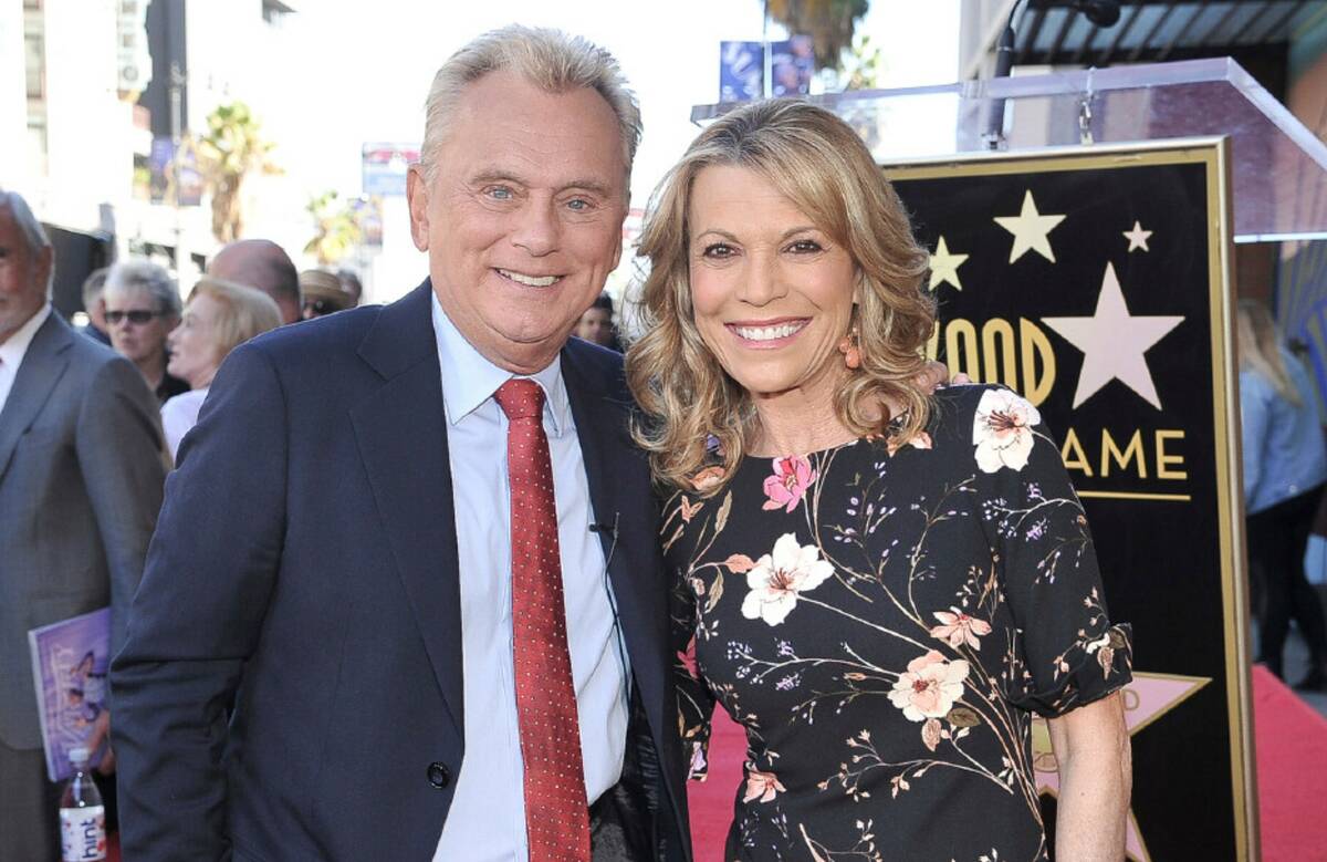 Pat Sajak, left, and Vanna White, from "Wheel of Fortune," attend a ceremony honoring Harry Fri ...