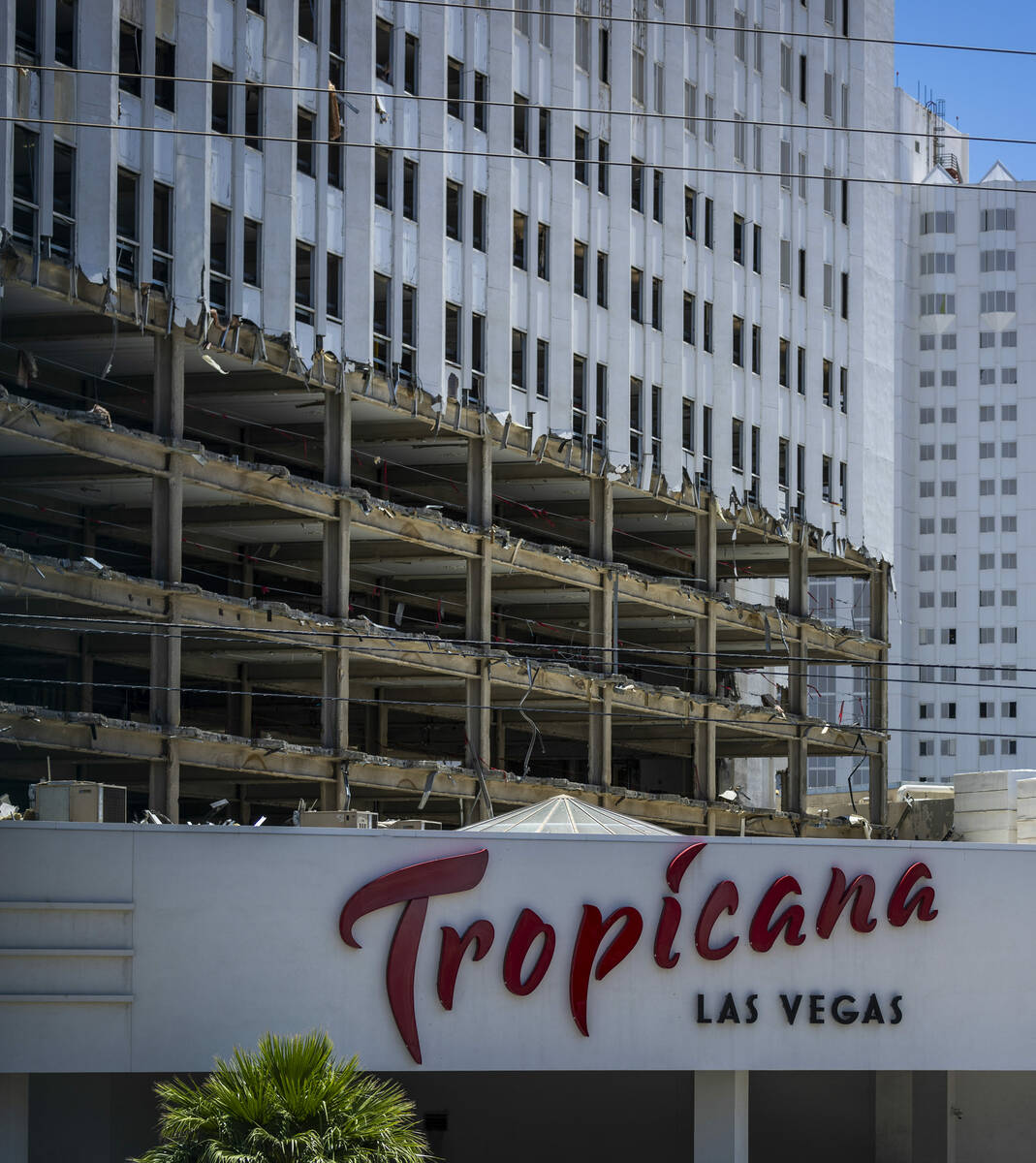 Lower floors are stripped of all interior elements at the Tropicana on Thursday, May 30, 2024, ...