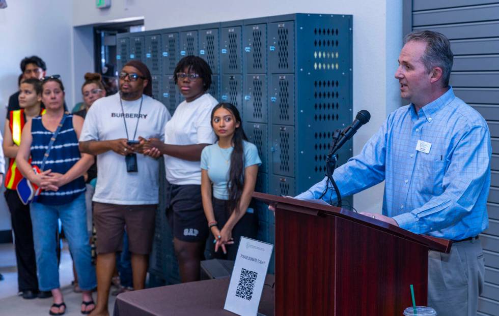 Board Chairman Brett Willis speaks to the crowd in attendance at the Southern Nevada Trades Hig ...