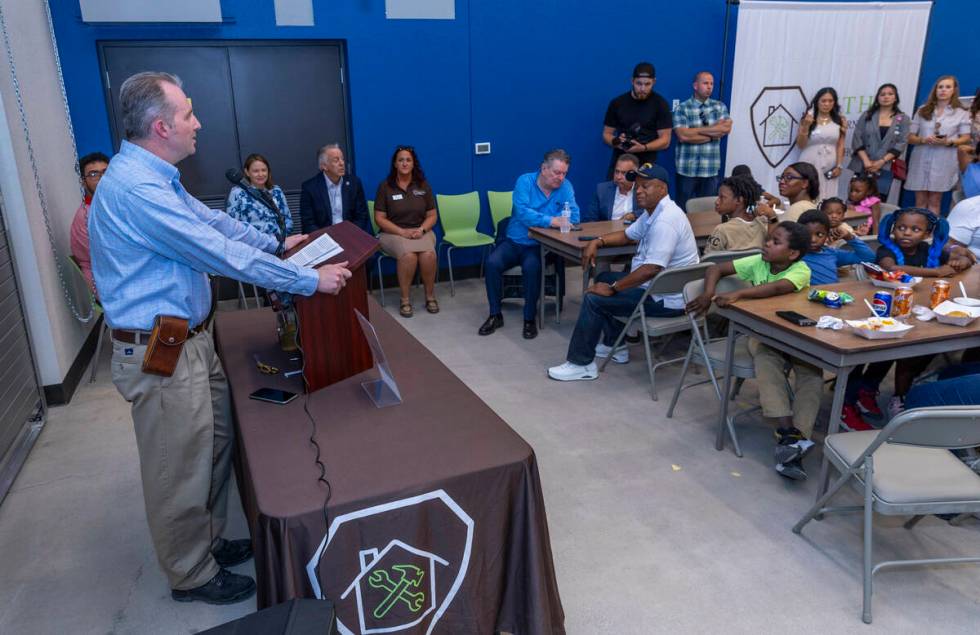 Board Chairman Brett Willis speaks to the crowd in attendance at the Southern Nevada Trades Hig ...