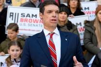 FILE - Republican senatorial candidate Sam Brown endorsed by former President Donald Trump. (AP ...