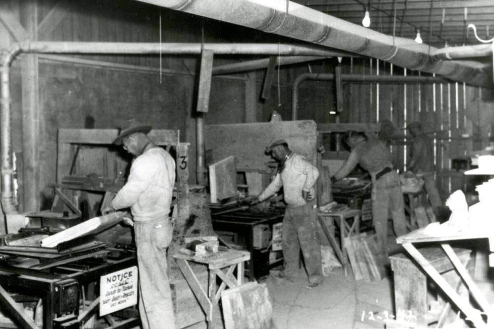 Black men work inside the Basic Magnesium, Inc. plant in Henderson in this Dec. 3, 1942 photo. ...