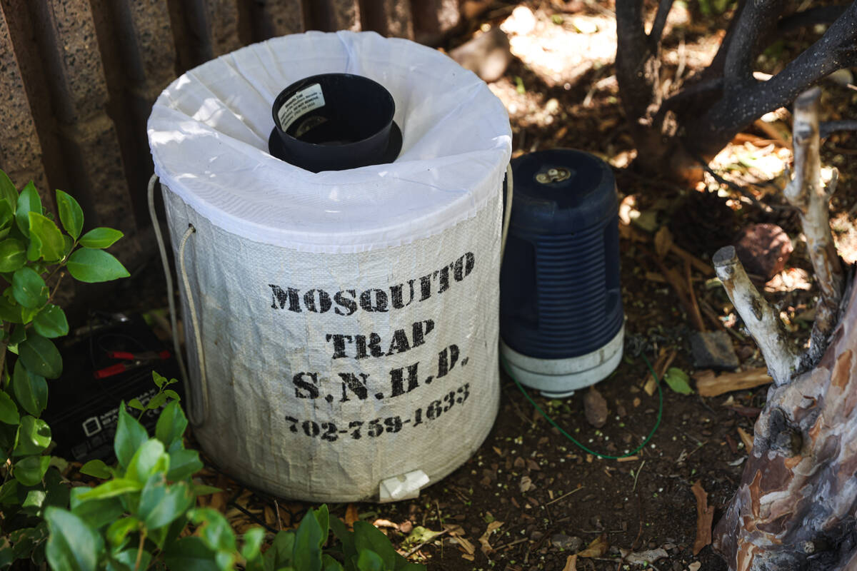 A Southern Nevada Health District sentinel trap for mosquitos at Discovery Park in Henderson, T ...