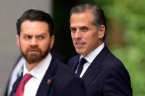 Hunter Biden, right, departs from federal court, Monday, June 10, 2024, in Wilmington, Del. (AP ...