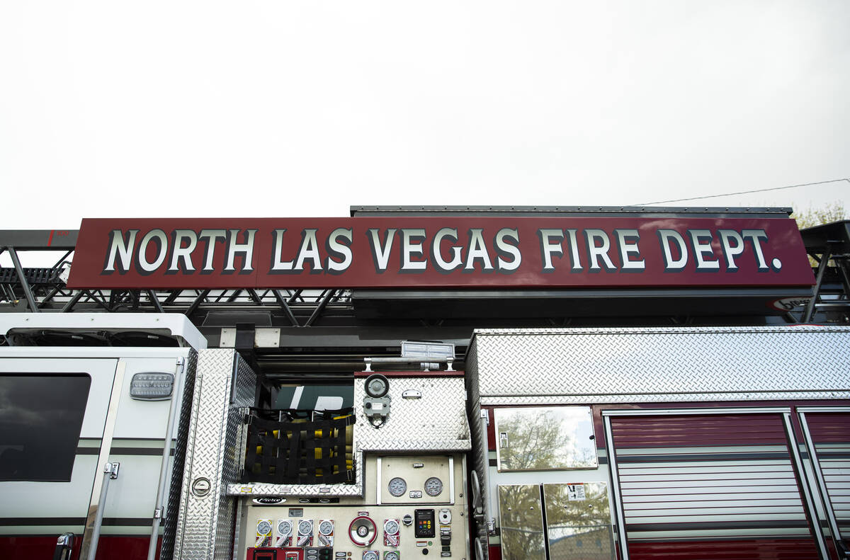 A North Las Vegas Fire Department engine on Tuesday, March 23, 2021. (Chase Stevens/Las Vegas R ...