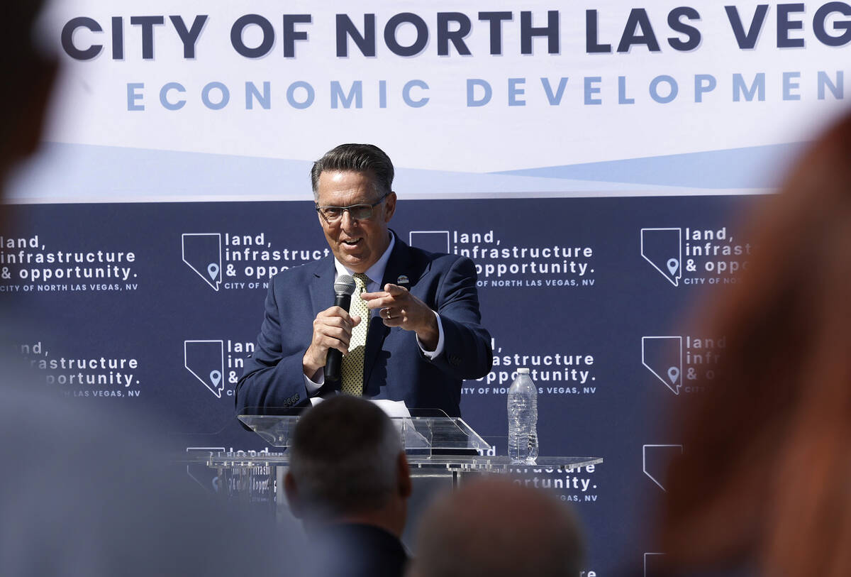 Mayor Pro Tem and Ward 3 Councilman for City of North Las Vegas, Scott Black, speaks at a groun ...