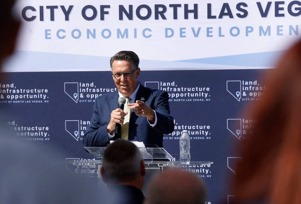 Mayor Pro Tem and Ward 3 Councilman for City of North Las Vegas, Scott Black, speaks at a groun ...