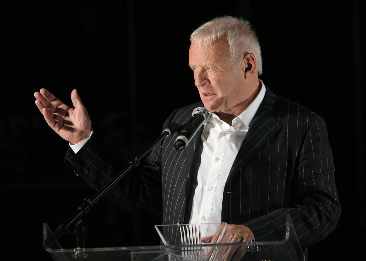 Actor Anthony Hopkins accepts the Marquee Award at the CineVegas film festival award ceremony h ...