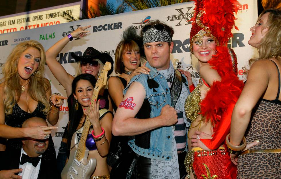 Rainn Wilson poses with his entourage at the premiere of "The Rocker" on opening nigh ...