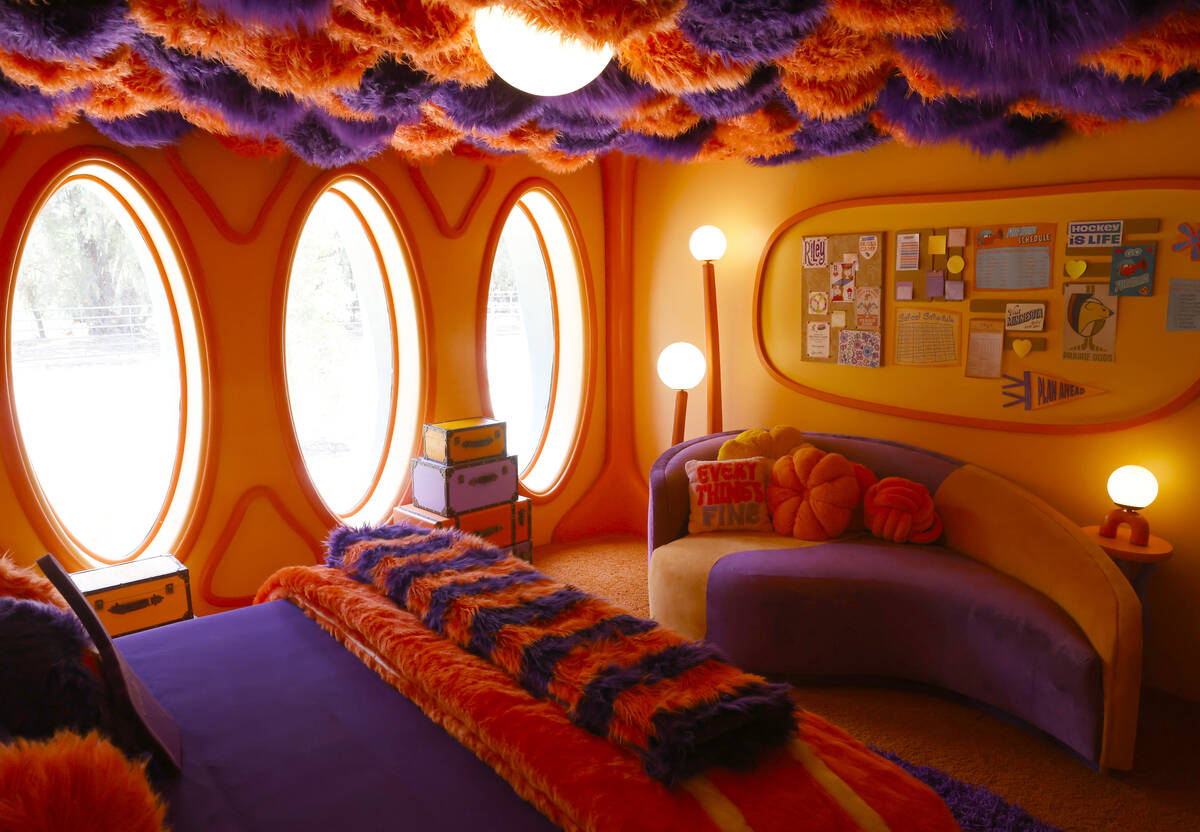 The bedroom inside an "Inside Out 2"-themed property with rooms inspired by the hit D ...