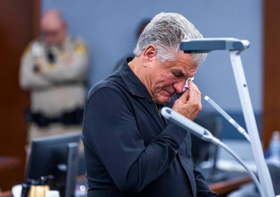 Michael Abbate, Sr., weeps as he talks about his son Nevada Highway Patrol Sgt. Michael Abbate ...
