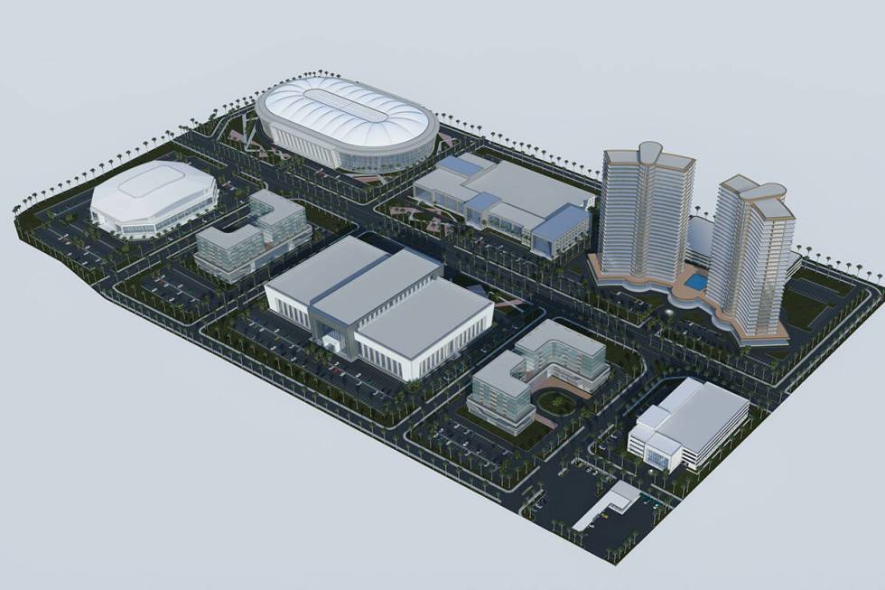 A rendering shows the elements of the proposed $1.2 billion Z Athlete Village planned for South ...