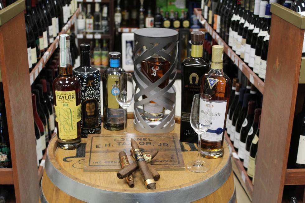 Whiskies and cigars from DB Wine & Spirits, a new shop in Summerlin whose holdings include many ...