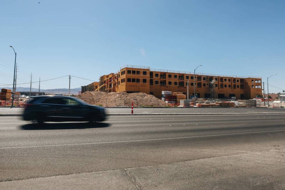 Otonomus Hotel is seen while under construction at East Russell Road and South Decatur Boulevar ...