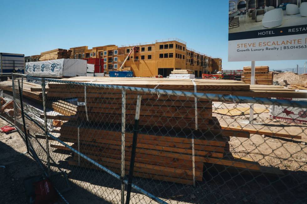 Otonomus Hotel is seen while under construction at East Russell Road and South Decatur Boulevar ...