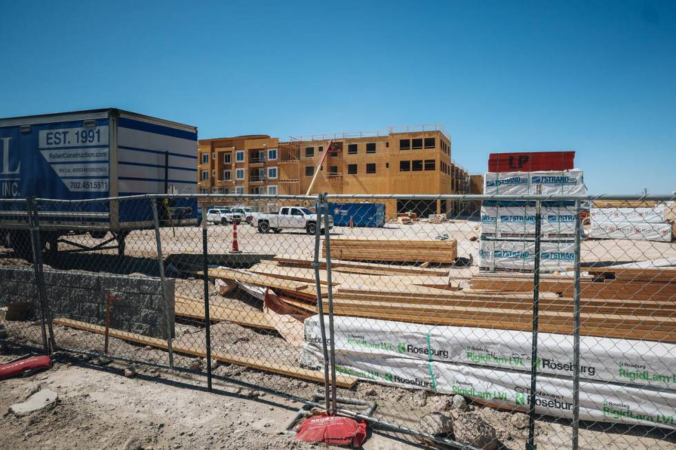 Otonomus Hotel is seen while under construction at East Russell Road and South Decatur Boulevar ...