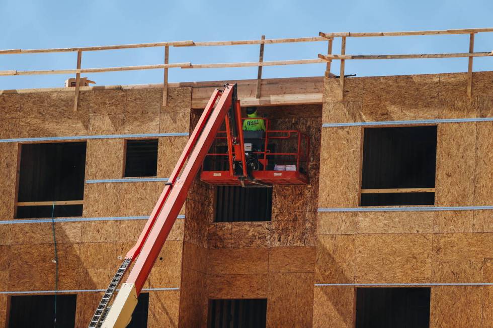 Otonomus Hotel is seen while under construction at East Russell Road and South Decatur Boulevar ...