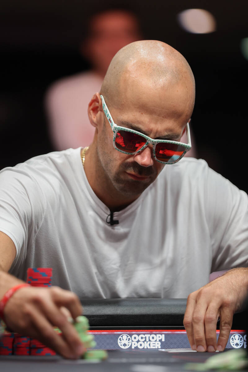 Jason Mercier competes during the final table of the $10,000 buy-in Limit 2-7 Triple Draw Champ ...