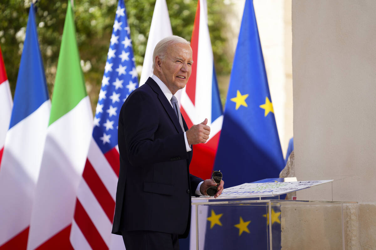 U.S. President Joe Biden arrives to the G7 Summit in Borgo Egnazia, southern Italy, Thursday, J ...