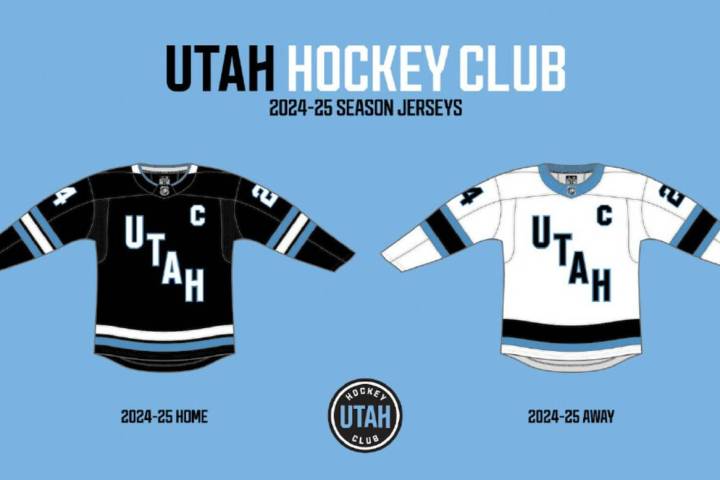 This rendering shows the new NHL team's home and away uniform. (Utah Hockey Club via AP)