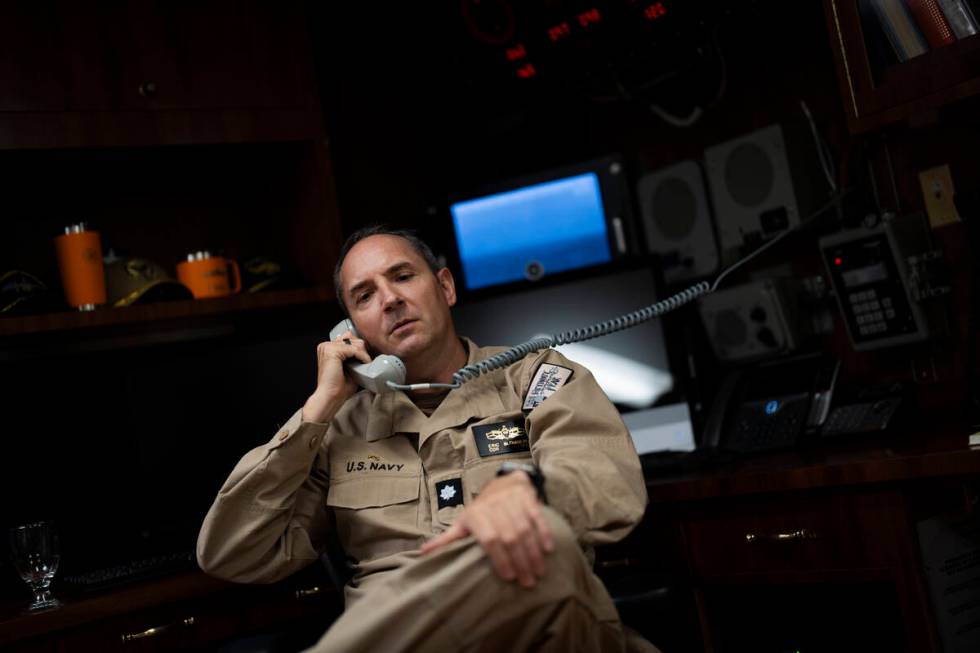 Cmdr. Eric Blomberg, the commanding officer of the Arleigh Burke-class guided missile destroyer ...