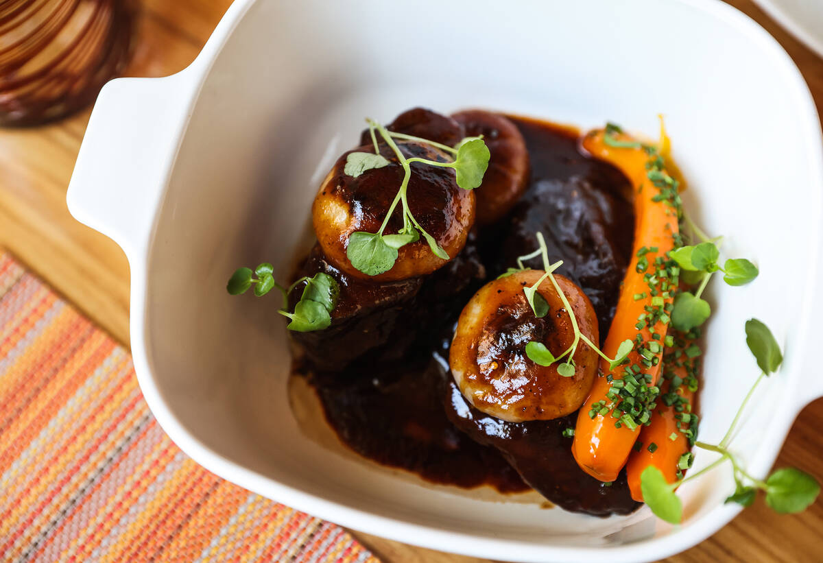 Wagyu beef pot roast at the Retro By Voltaggio restaurant at Mandalay Bay in Las Vegas, Thursda ...