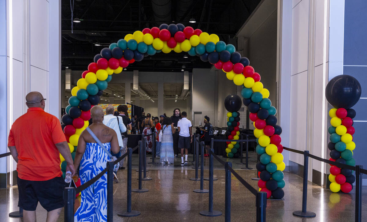 The decorative entrance during the 23rd annual Las Vegas Juneteenth Festival in The Expo at Wor ...