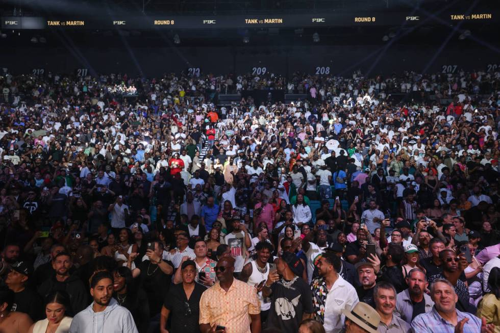 Fans get on their feet after Gervonta “Tank” Davis knocked out Frank Martin durin ...