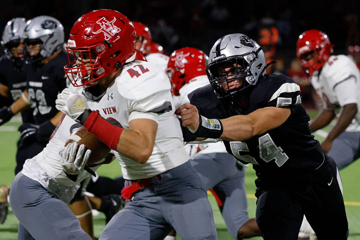 File - Arbor View’s Christian Thatcher (42) on Friday, Sept. 30, 2022, at Palo Verde High Sch ...