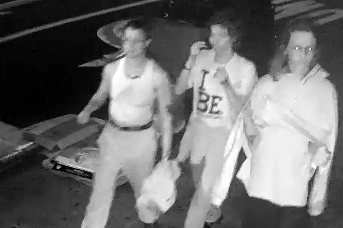 Surveillance video captured two women and a man walking near the scene. They fled the area in a ...