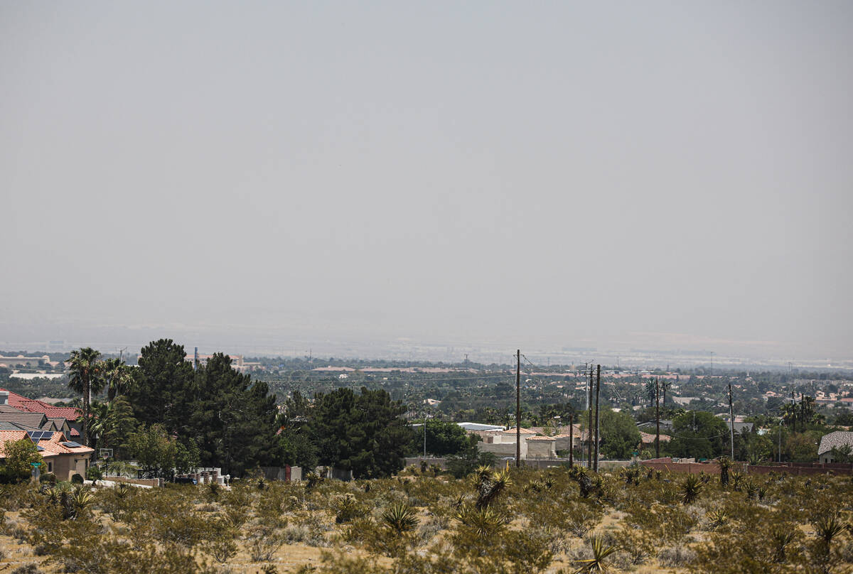 Hazy conditions over the Las Vegas Valley from the Post Fire north of Los Angeles seen from nea ...