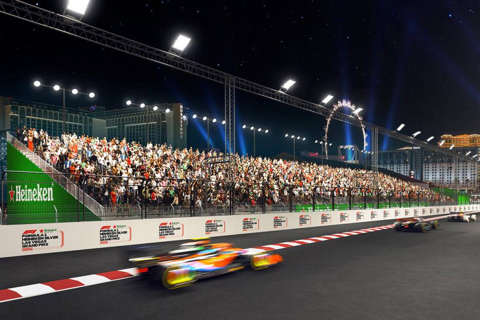 An artist rendering of the new Las Vegas Grand Prix South Koval Zone GA+ spectator zone. (Court ...