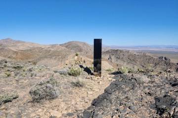 Las Vegas police say members of its Search and Rescue Team found a "mysterious monolith" on a t ...
