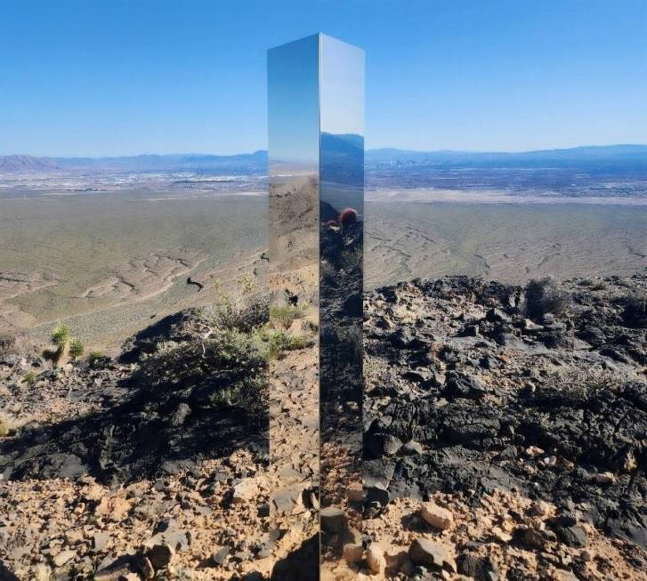 Las Vegas police say members of its search and rescue team found a "mysterious monolith" on a t ...