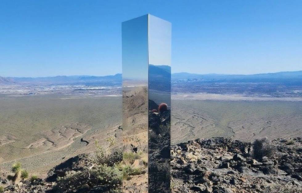 Las Vegas police say members of its search and rescue team found a "mysterious monolith" on a t ...