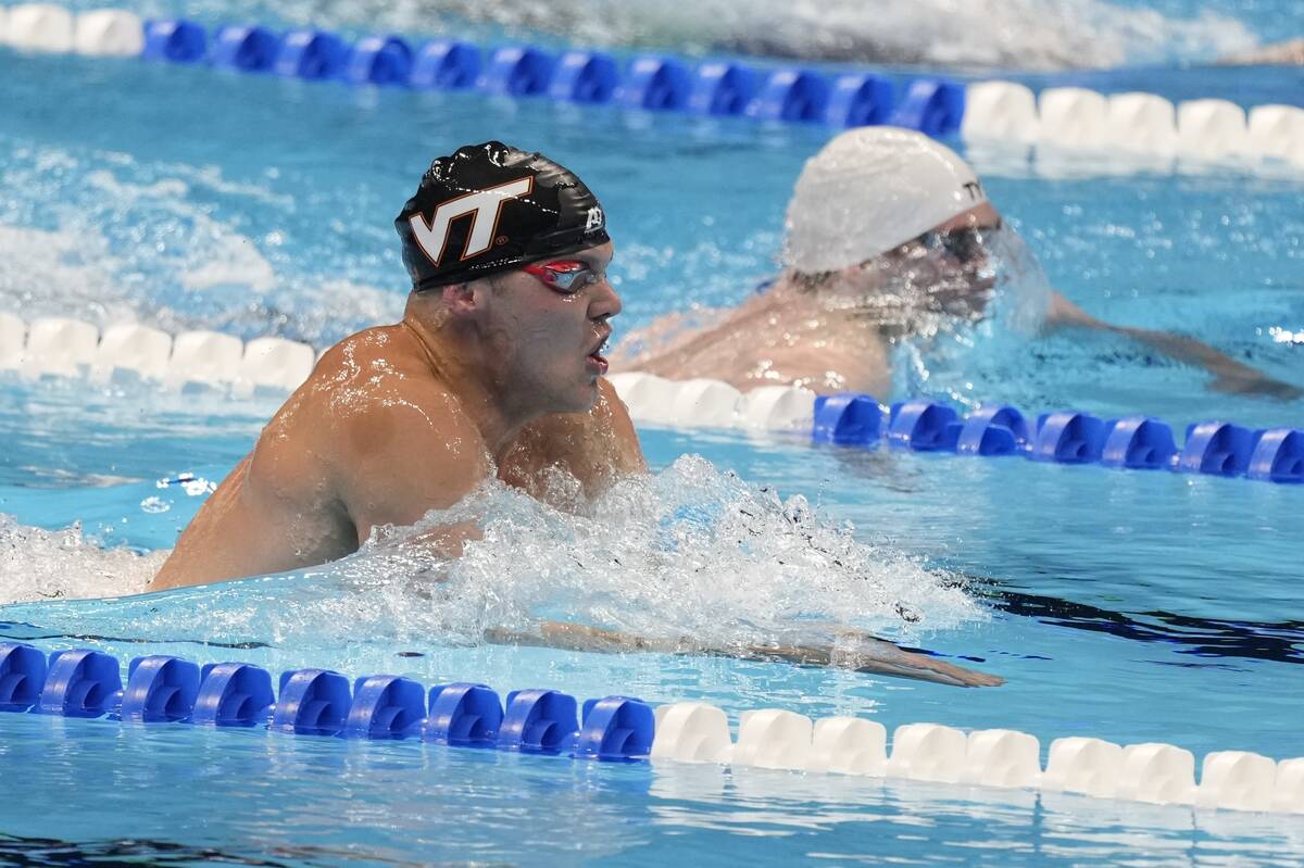 Ananias Pouch swims during a Men's 200 Breaststroke semifinals heat Tuesday, June 18, 2024, at ...