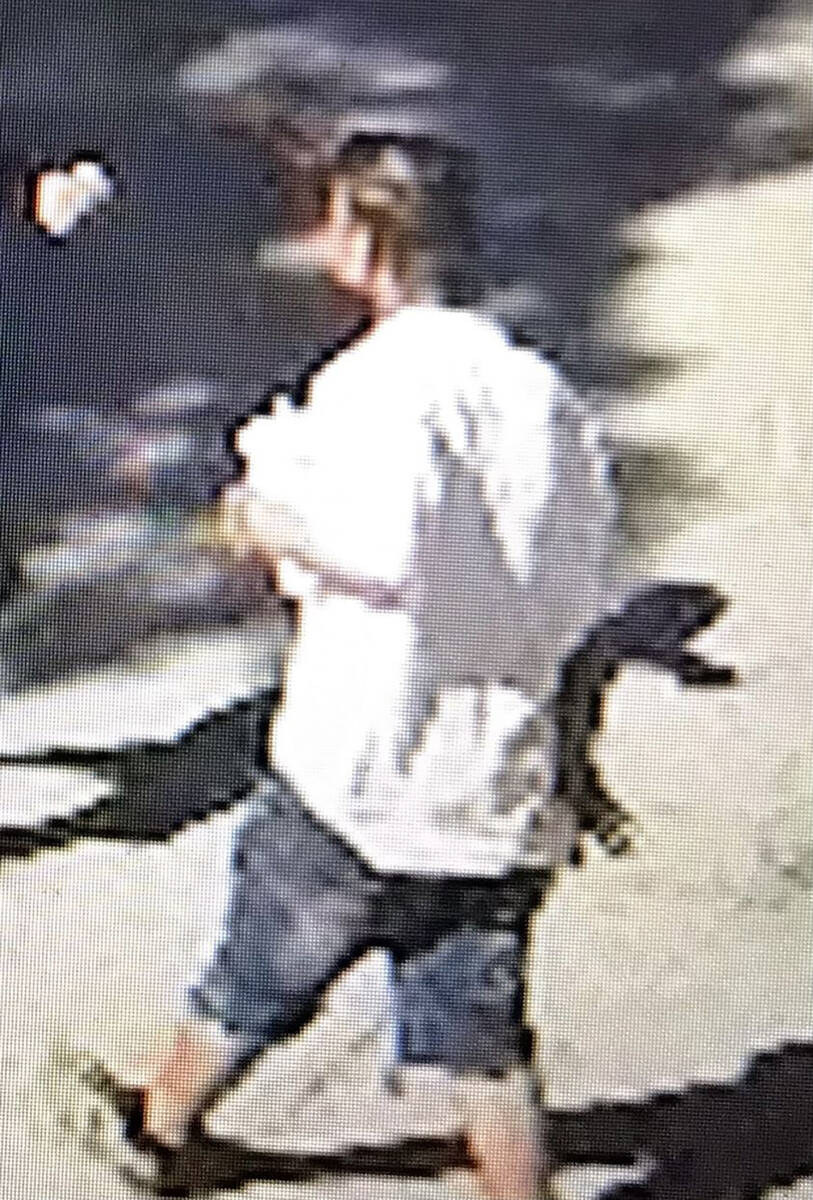 A surveillance photo of homicide suspect Taylor Peck posted by the Nye County Sheriff's Office ...